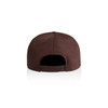 A brown cap, featuring a rear opening and an adjustable strap. It has a logo on the back.