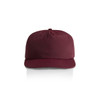 A maroon cap featuring a curved peak, with a logo on the front, presented against a plain background.