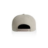 A light grey cap with a plastic adjustable strap at the back, featuring a logo.