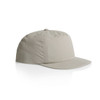 A light grey cap with a rounded crown and a flat brim, featuring a logo on the side.