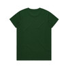 A green t-shirt with a crew neckline and short sleeves, featuring a logo on the back.