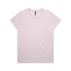 A light pink t-shirt featuring a simple design and a logo on the label.