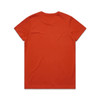 An orange t-shirt with a plain back design and a branding logo at the neck.