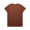 A brown T-shirt with a simple design and a logo. The shirt features a standard crew neck and short sleeves.