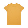 A yellow T-shirt with a plain back and a logo on the neckline.
