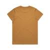 A plain yellow T-shirt with a round neck and short sleeves, featuring a logo.
