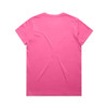 A pink t-shirt with a plain back, suitable for casual wear. It has a logo on the label.
