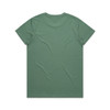 A green t-shirt with a simple design and a logo on the back.