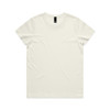 A plain off-white T-shirt featuring a crew neckline and a label at the neck. Minimalistic design with no graphics.