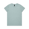 A light mint green t-shirt with a classic crew neckline and a tag on the inside collar.