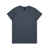 A dark blue t-shirt with a round neck and short sleeves. The shirt features a branding label on the neck.