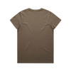 A khaki T-shirt with a plain back. The fabric appears smooth and soft, featuring a small logo at the neckline.