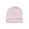 A light pink cuff beanie with a folded brim and a subtle logo.