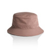 A brown bucket hat with a wide brim and a simple design, featuring a discreet logo.