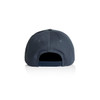 A dark grey cap featuring a snapback closure and a logo on the back.