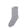 Two pairs of speckled grey socks in a ribbed pattern, displayed side by side.