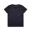 A plain navy youth t-shirt with a crew neck, features a smooth fabric texture and no visible design on the back.