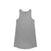 A grey sleeveless dress with a rounded neckline and a relaxed fit. It features a simple design without embellishments.