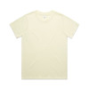 A light yellow t-shirt with short sleeves, featuring a rounded neckline and a small logo.