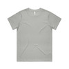 A light grey t-shirt with short sleeves and a crew neck. It features a logo on the inside label.