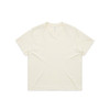 A plain beige T-shirt with a classic crew neckline and short sleeves. It features a small logo.
