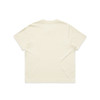 A cream-coloured, short-sleeved tee with a plain back, featuring a logo on the upper back.