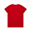 A red t-shirt featuring a plain design, with a crew neck and short sleeves. The back is visible.