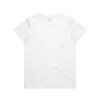 A plain white t-shirt with a standard round neck and short sleeves. It features a logo on the back.