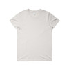 A light grey basic t-shirt with a round neck and short sleeves, featuring a logo.