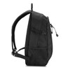 A black outdoor backpack with a sleek design, featuring adjustable straps and a mesh side pocket.
