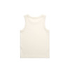 A plain cream organic rib tank top with a sleeveless design and a simple back. It features a small logo.