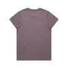 A purple tee shirt with a simple design and no visible branding displayed from the back.