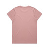 A pink t-shirt with a simple design and a subtle texture, featuring a logo on the back.
