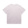 A plain white t-shirt featuring a simple design, with no visible branding or logos on the back.