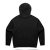 A black hoodie with a hood, featuring a simple design and no visible logos or branding.