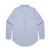 A light blue button-up shirt with long sleeves and a back pleat. The shirt has a collar and buttoned cuffs.
