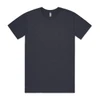 A dark grey T-shirt with a basic crew neckline and short sleeves, featuring a branding logo.