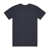 A dark grey t-shirt with short sleeves and a round neckline. The back view is displayed.