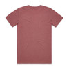 A maroon T-shirt with a simple design and no visible branding, featuring a relaxed fit.
