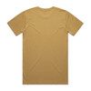 A plain, faded khaki t-shirt featuring a regular fit and short sleeves. Includes a logo on the back.