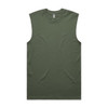 An olive green classic tank singlet, featuring a simple design and sleeveless cut. It has a logo at the neckline.