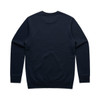 A navy blue hoodie featuring a back view with a simple design and ribbed cuffs and hem. Includes a logo.
