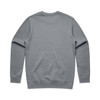 A grey hoodie with a plain back, featuring long sleeves and a comfortable fit. It has a logo on the back.