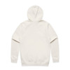 A light cream zip-up hoodie with a hood and long sleeves, featuring a plain back design.