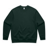 A dark green jumper with a crew neck and long sleeves, featuring a plain design without any logos.