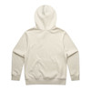 A cream-coloured hoodie with a hood, featuring a plain design and back view. It has a logo on the back.