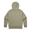 A hoodie in a muted olive green colour, featuring a hood and long sleeves, with a plain design.