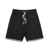 Track shorts in black with a drawstring waist and contrasting hem detail, featuring a logo.