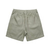 Linen shorts in a soft green hue, featuring a relaxed fit and two back pockets.