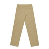 A pair of beige relaxed pants with a straight leg design and two back pockets. The product features a logo.
